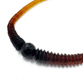 Gradient Amber Faceted Round & Tablets Beads Necklace